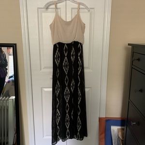 Black and white patterned maxi dress